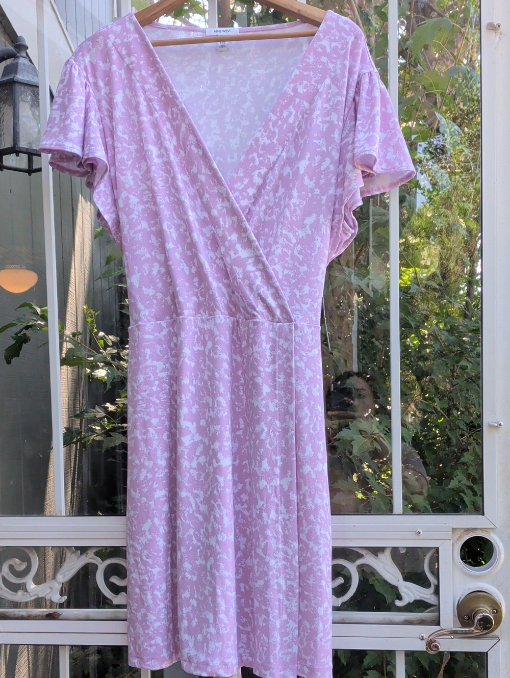 Nine‎ West Pink and White Floral Wrap-Style Dress